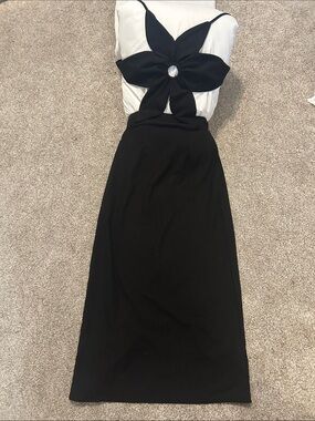 Black Cutout Maxi Dress with Floral Back Detail